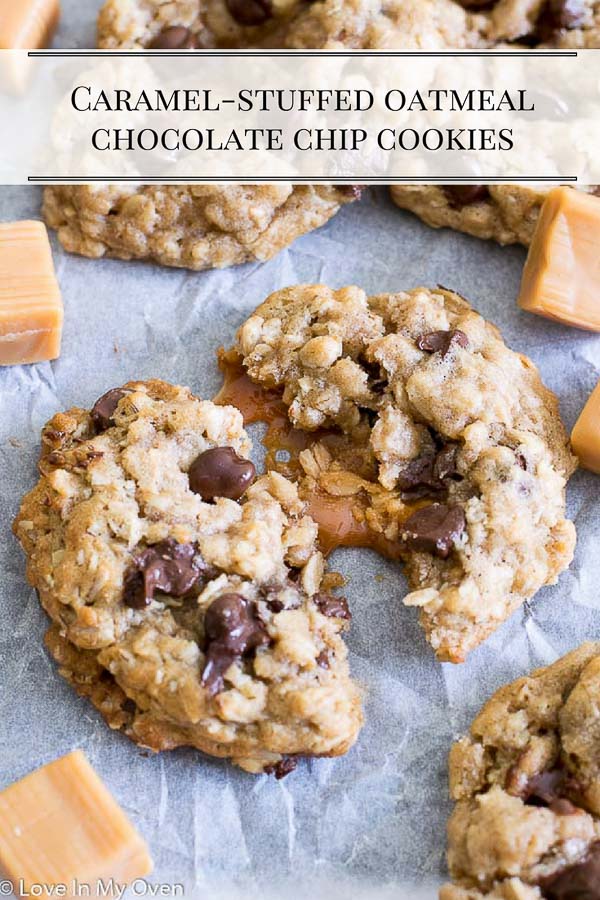 Caramel-Stuffed Oatmeal Chocolate Chip Cookie