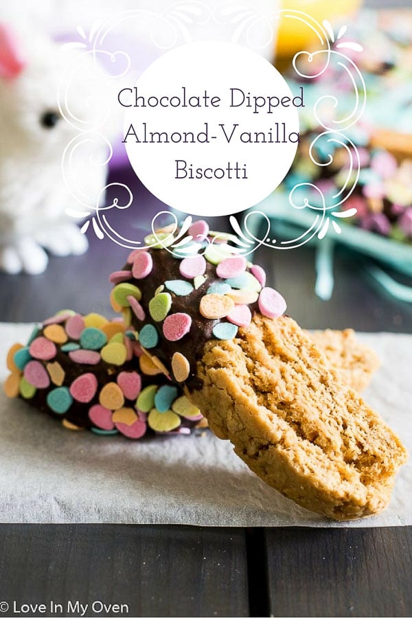 chocolate dipped almond-vanilla biscotti