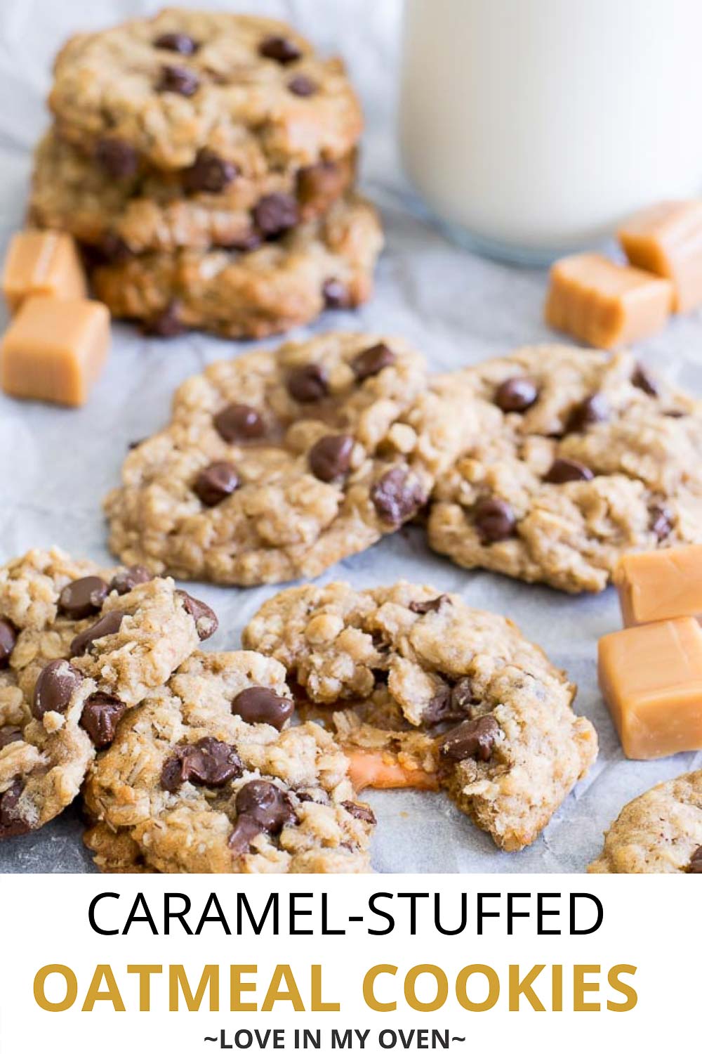 Oatmeal Caramel Stuffed Cookies