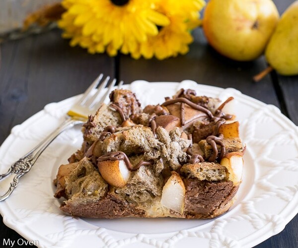 nutella pear french toast casserole