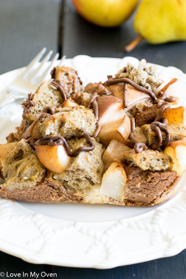 nutella-pear french toast bake