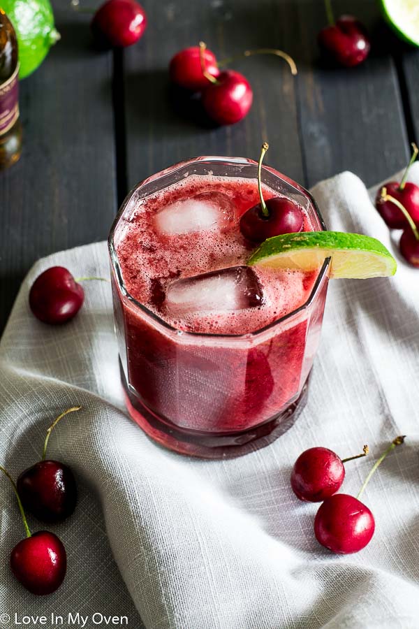 cherry lime whiskey sour