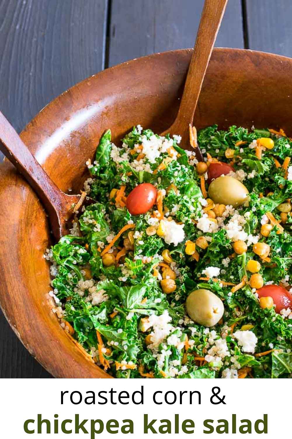 Roasted Corn and Chickpea Kale Salad