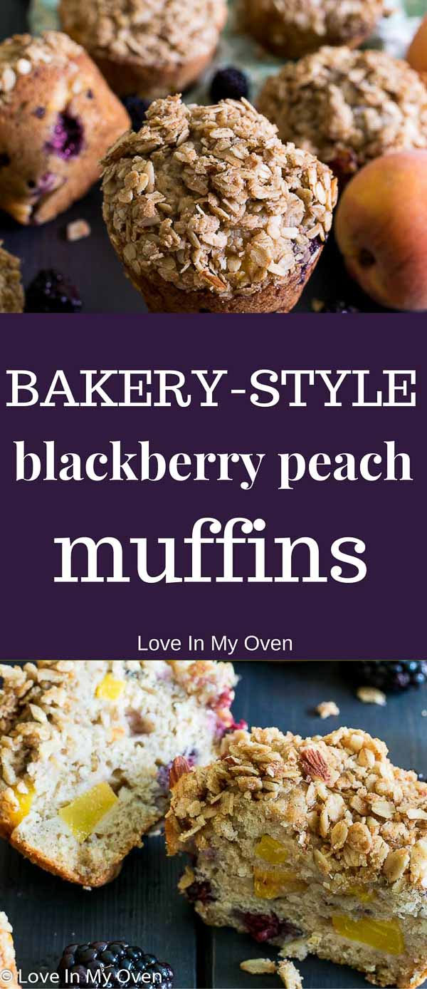 Bakery-Style Blackberry Peach Muffins