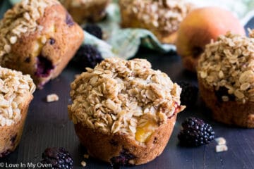Blackberry-Peach Streusel Muffins