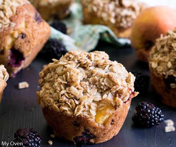 Blackberry-Peach Streusel Muffins