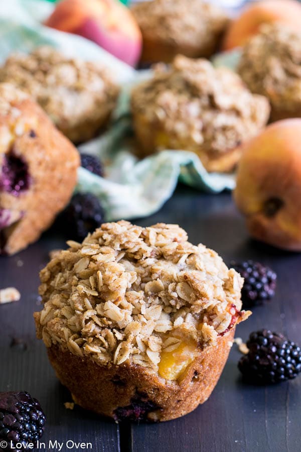 blackberry-peach streusel Muffins