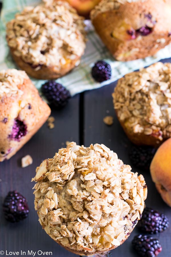 blackberry-peach streusel muffins