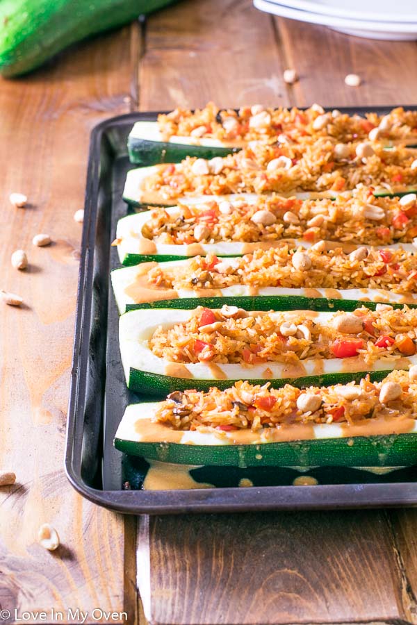 Thai vegetarian Zucchini Boats