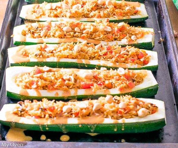 Thai vegetarian zucchini boats