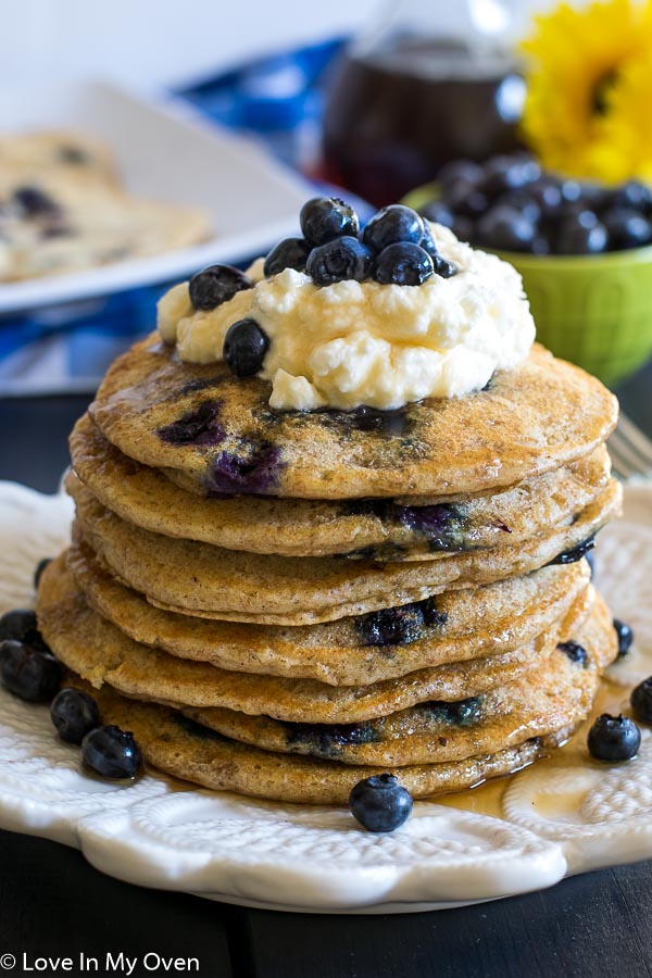 Whole Wheat Blueberry Buttermilk Pancakes