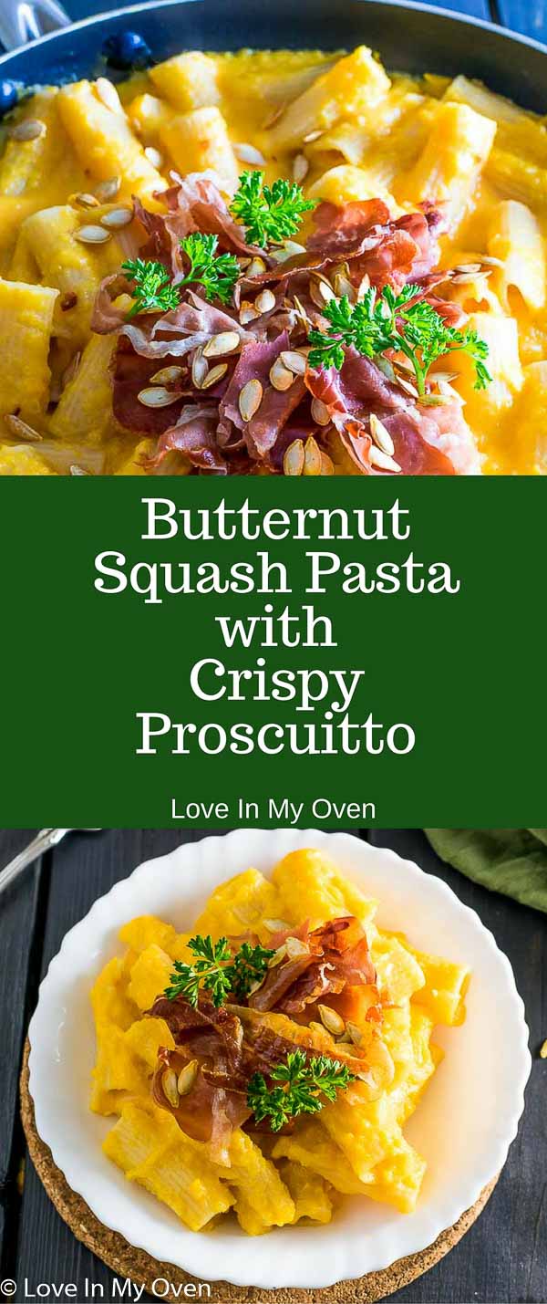 butternut squash pasta and crispy prosicutto