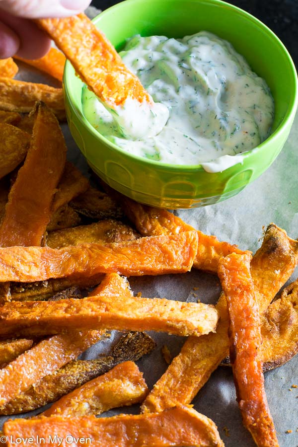 Sweet Potato Fries with Dill Dip