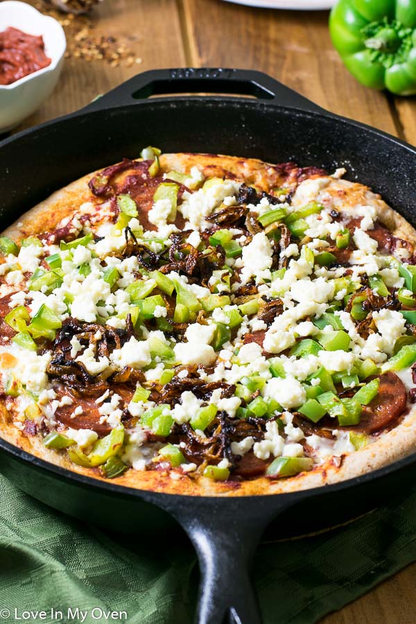 Chorizo and Caramelized Onion Skillet Pizza