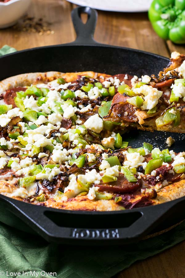 Chorizo and Caramelized Onion Skillet Pizza