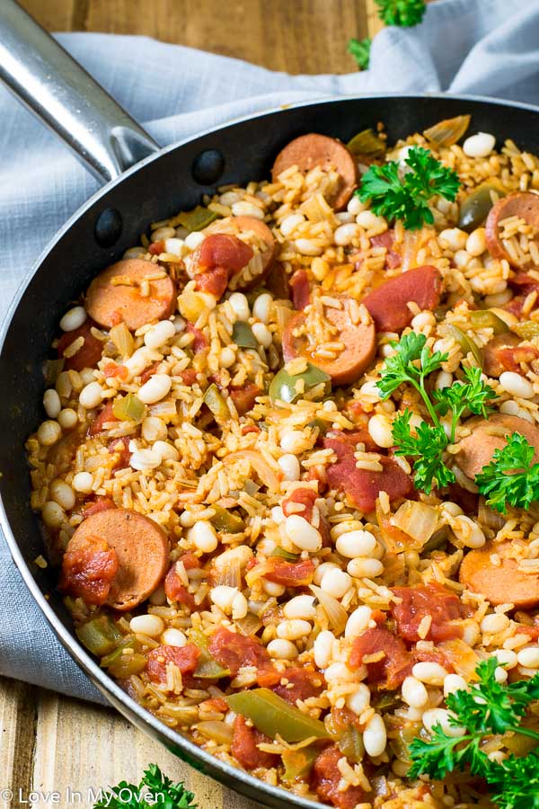 zesty sausage and white bean skillet