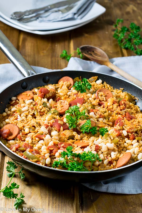 zesty sausage and white bean skillet