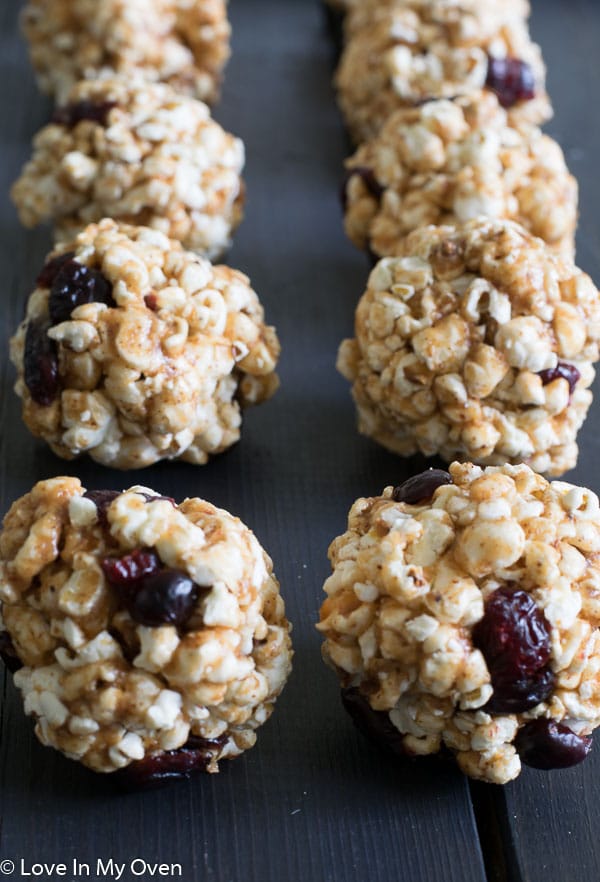 Cranberry Almond Popcorn Balls | Love In My Oven