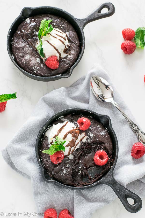 Mini Skillet Lava Cakes for 2 - Love In My Oven