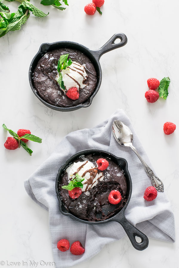 mini skillet lava cakes for 2