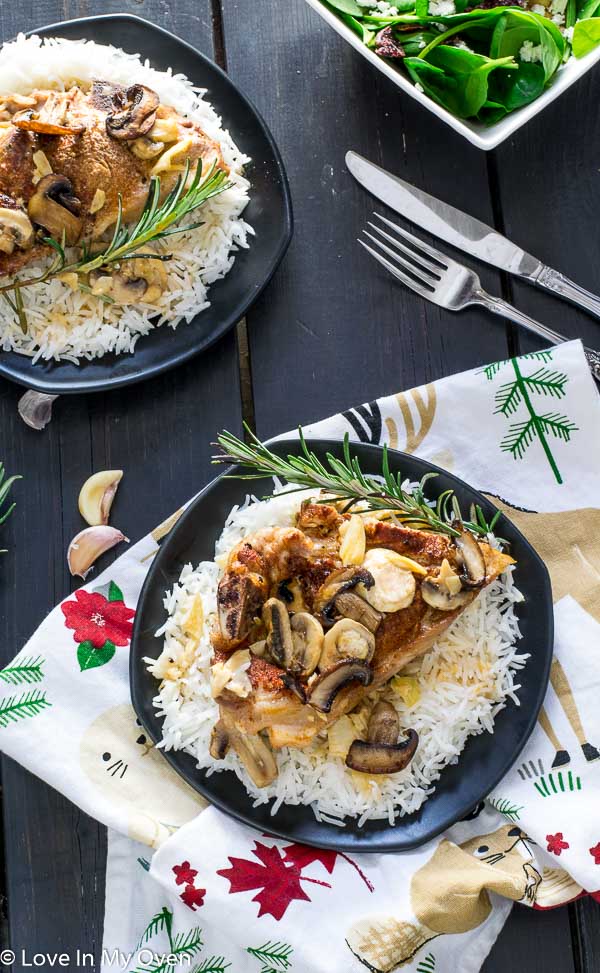 One Pan Porkchops and Mushrooms