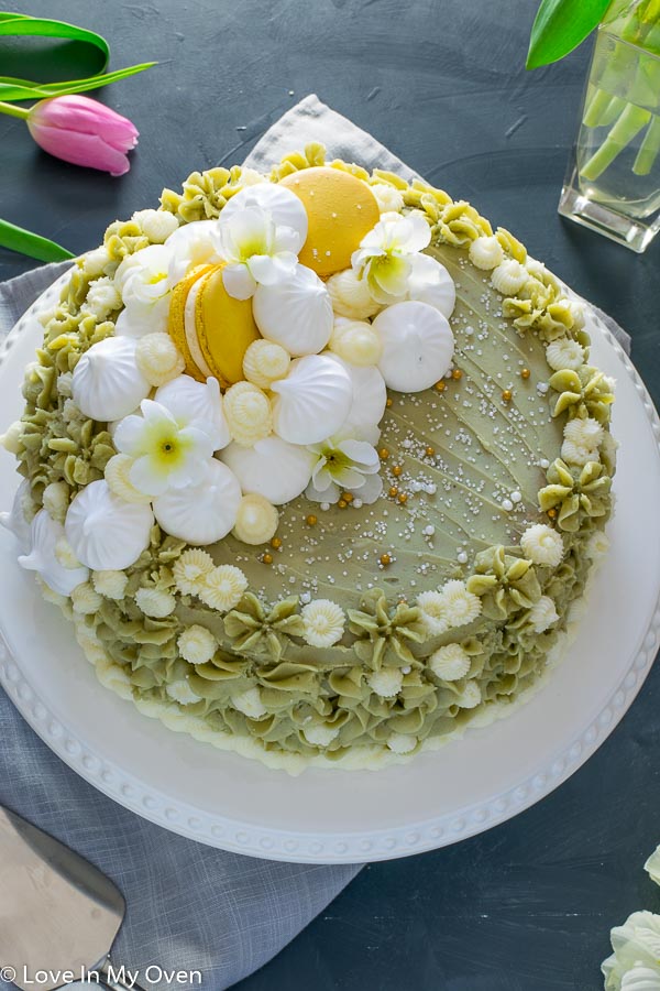 Matcha Cake - Tender Matcha Cake Layers Frosted w/ Fluffy Buttercream