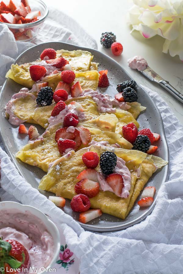 Grain-Free Crepes with Strawberry am Cheese Filling-5