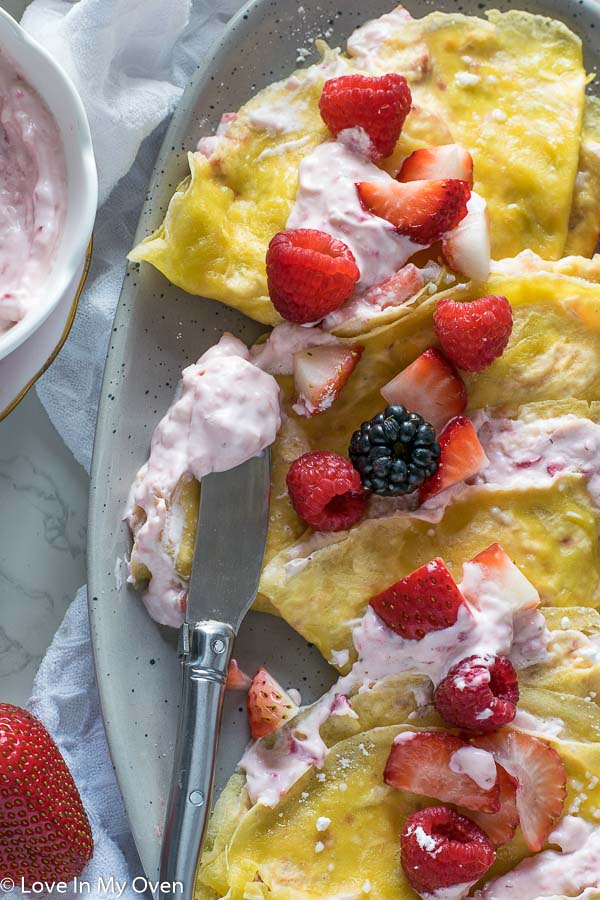 Strawberry Crepes with Cream Cheese Filling –