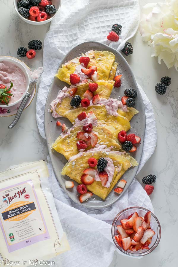 Grain-Free Crepes with Strawberry Cream Cheese Filling - Love In