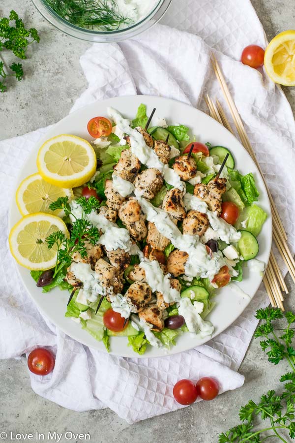 Greek Chicken Kebabs With Tzatziki Sauce Love In My Oven