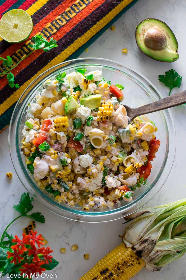 Mexican Street Corn Pasta Salad - Love In My Oven