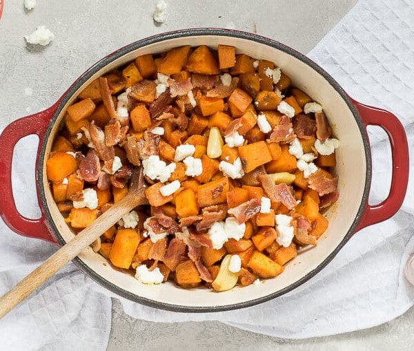 roasted sweet potatoes with bacon