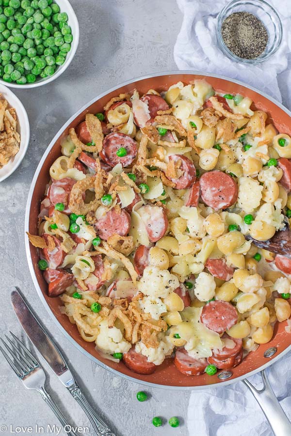 veggie and sausage pasta skillet