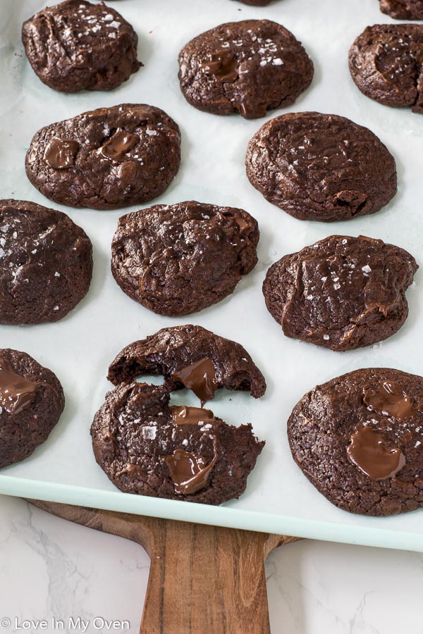 salted chewy brownie cookies