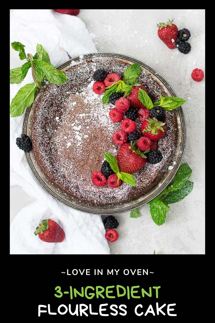 3 Ingredient Flourless Chocolate Cake