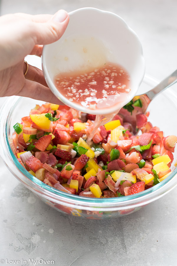 Strawberry Rhubarb Salsa - Love In My Oven