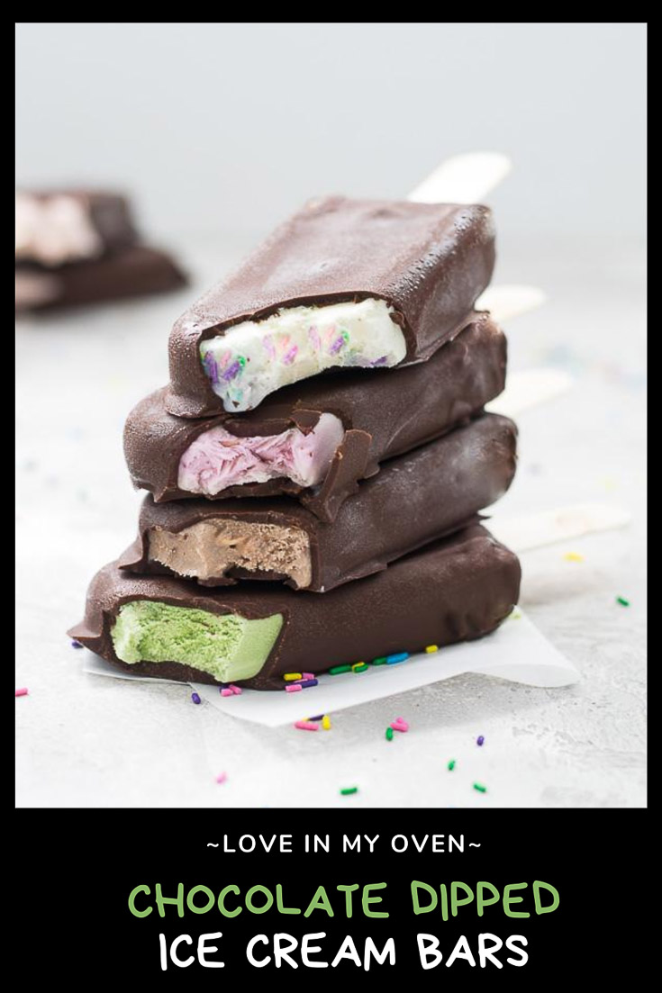 Chocolate Dipped Ice Cream Bars - Love In My Oven