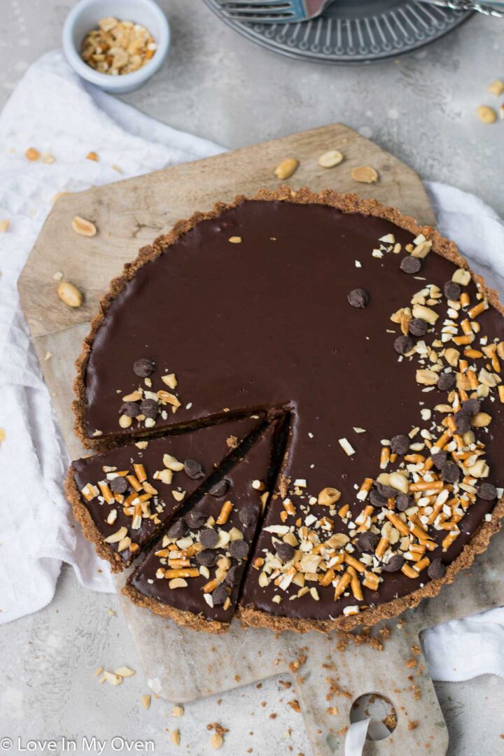 Caramel Chocolate Pretzel Tart Love In My Oven