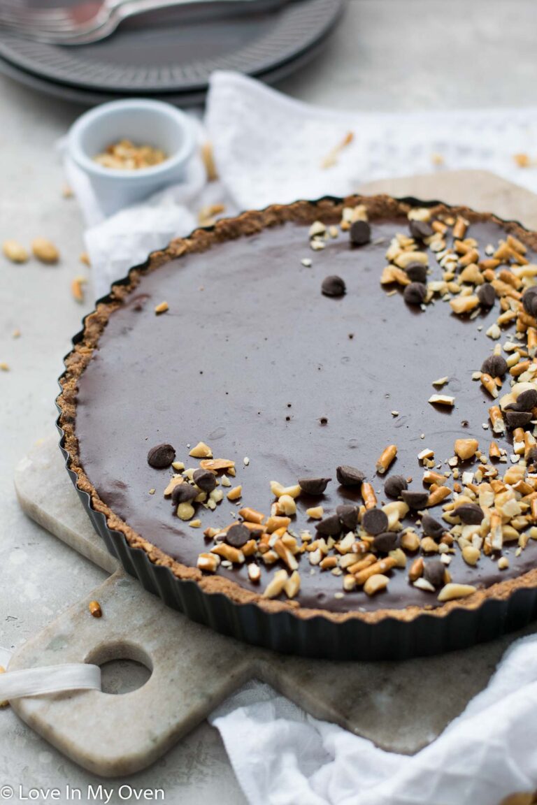 Caramel Chocolate Pretzel Tart Love In My Oven