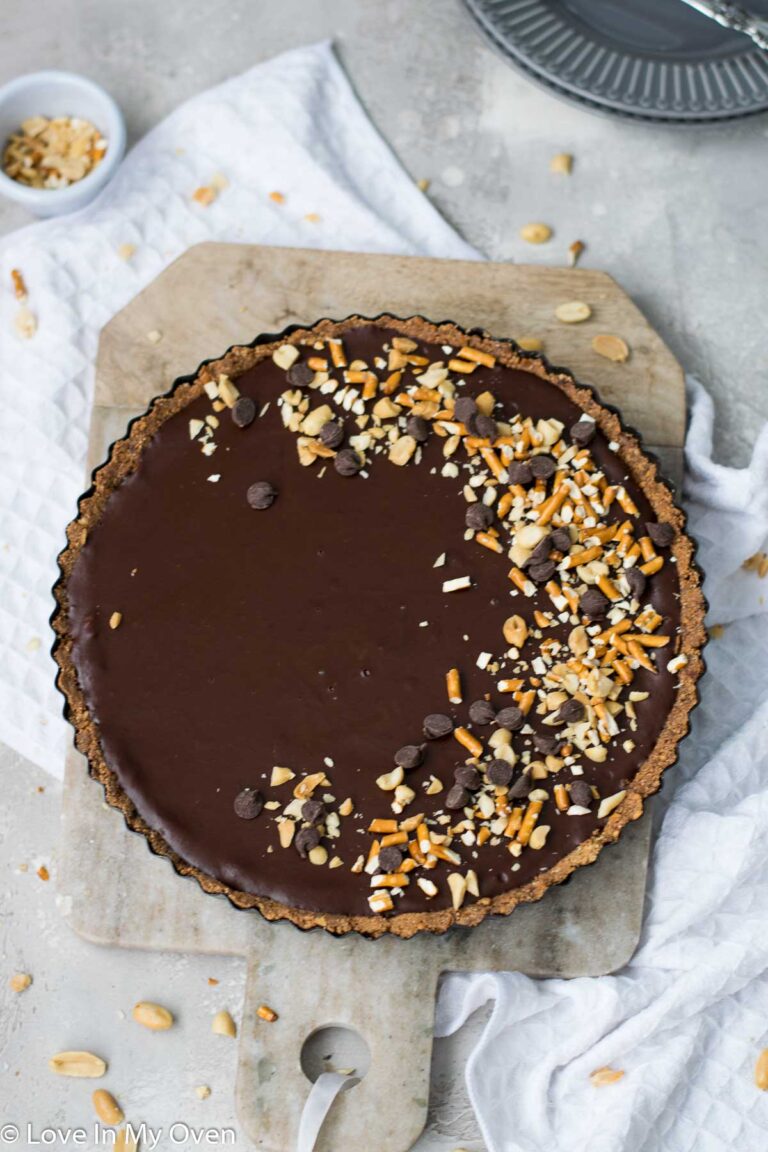 Caramel Chocolate Pretzel Tart Love In My Oven