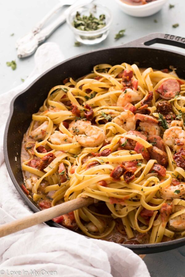 Shrimp and Sausage Pasta - Love In My Oven