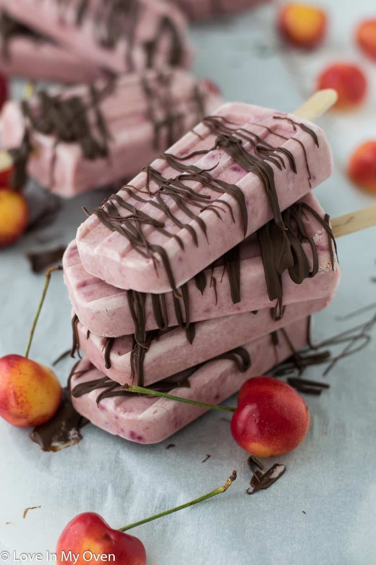 greek yogurt cherry popsicles
