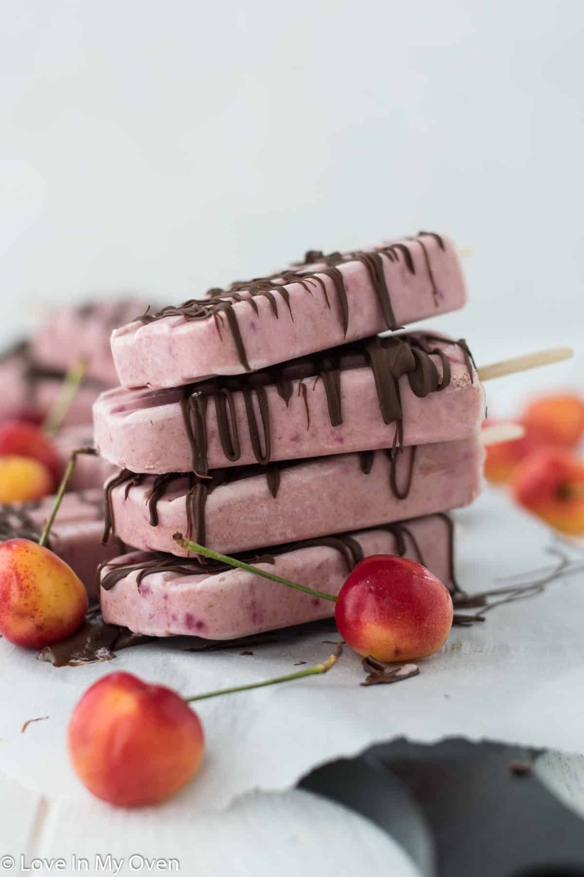 greek yogurt cherry popsicles